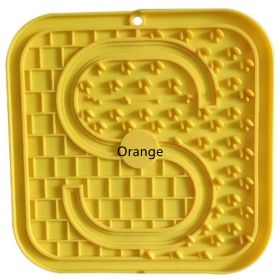 Fashion Simple Silicone Pet Slow Food Mat (Option: Orange-S Second Palace Grid)