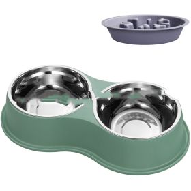 Pet Slow Feeding Bowl Removable Dogcat (Color: Green)