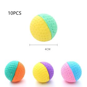 Pet Cat Toy Ball Latex Color Foam Band Feather Interaction (Option: 10PCs Without Feather)