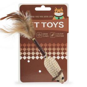 Pet Cat With Feather Polygonum Multiflorum Wearing Hemp Rope Nibbling Toy (Option: Mouse)