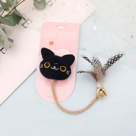 Cat Teaser Toy Feather Bell Hemp Rope (Option: Black Cat-24cm)
