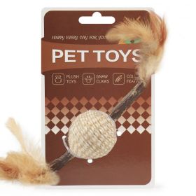 Pet Cat With Feather Polygonum Multiflorum Wearing Hemp Rope Nibbling Toy (Option: Ball)