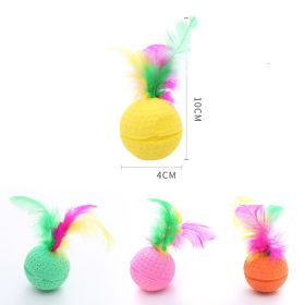 Pet Cat Toy Ball Latex Color Foam Band Feather Interaction (Option: With Feather 10PCs)