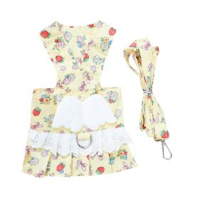 Dog Clothes Harness Dress Leash Set Cute Puppy Dresses With Angel Wings Fashion Outfit Clothing Chihuahua Clothes Pet Harness (Option: M)
