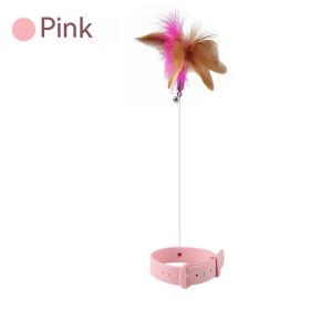 Pet Toy Multi-functional Binding Foot Table Leg Collar Feather Silicone Cat Teaser (Option: Pink-17to27cm)