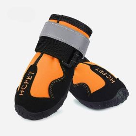 Pet Dog Night Reflective Kick-resistant Mountaineering Waterproof Shoes (Option: Orange H Label-5)