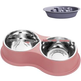 Pet Slow Feeding Bowl Removable Dogcat (Color: Pink)