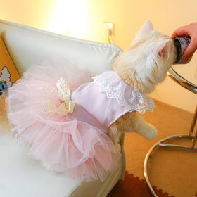 Pet Clothing Cat Clothes Lace Cat (Option: Pink-XS)