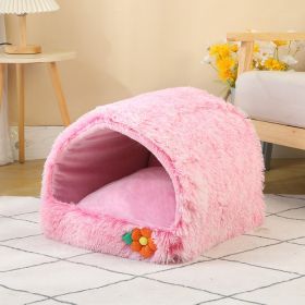 Cat Nest Semi-closed Warm House Can Be Compressed (Option: Gradually Varied Pink-40x40cm)