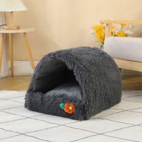 Cat Nest Semi-closed Warm House Can Be Compressed (Option: Dark Gray-40x40cm)