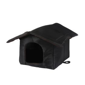 Outdoor Waterproof Wandering Cat Nest Winter Warm Outdoor Foldable Removable Washable Cat House Kennel (Option: Black-S)