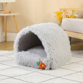 Cat Nest Semi-closed Warm House Can Be Compressed (Option: Light Gray-40x40cm)