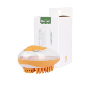 Dog Cat Bath Brush 2-in-1 Pet SPA Massage Comb Soft Silicone Pets Shower Hair Grooming Cmob Dog Cleaning Tool Pet Products (Color: orange)