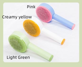 Pet Comb Curved Needle Massage Comb Cat Dog Hair Removal Brush Special Comb For Cleaning Long Hair (Option: Creamy yellow-Regular style)
