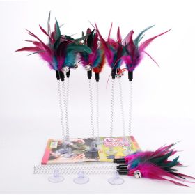 pack of 3 Bell feather cat stick pet cat toy rabbit hair cat stick sucker spring feather cat toy (Color: Solid feather)