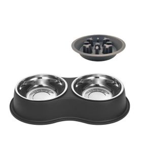Pet Slow Feeding Bowl Removable Dogcat (Color: Black)