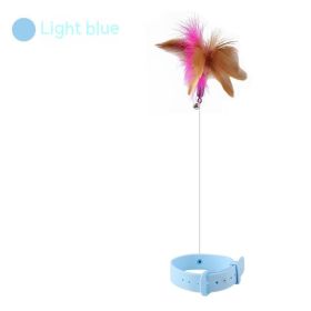 Pet Toy Multi-functional Binding Foot Table Leg Collar Feather Silicone Cat Teaser (Option: Light Blue-17to27cm)