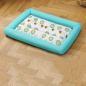 Summer Cool Sandwich Dog's Nest Cushion Pet Supplies (Option: Blue kiwifruit-L)
