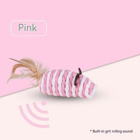Pet Supplies Sound Grinding Feather Paper String Mouse Toy (Color: Pink)
