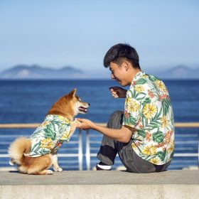 Pet Clothes Beach Casual Shirt Man Dog Parent-child Outfit (Option: Yellow-Dog Outfit 5XL)